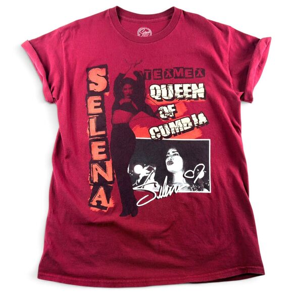 selena Other - selena tex mex queen of cumbia graphic band t shirt red 100% cotton size medium